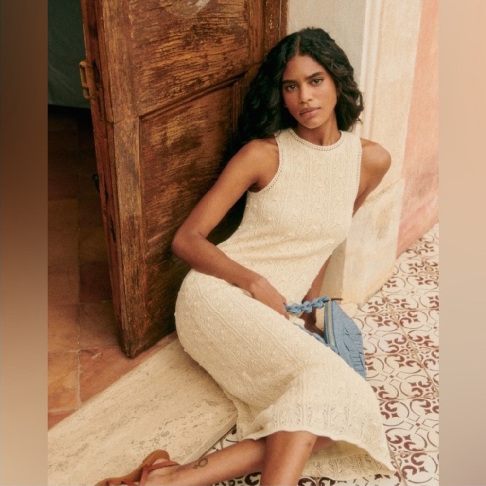 NWT Sezane Wilma Crochet Dress - Cream